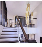 Mya Copper & Crystal Strand Chandelier - Modern Linear LED Light - Lumos Glows H350cm 49light Gold