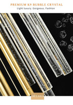 Mya Copper & Crystal Strand Chandelier - Modern Linear LED Light - Lumos Glows  H350cm 49lights; Gold