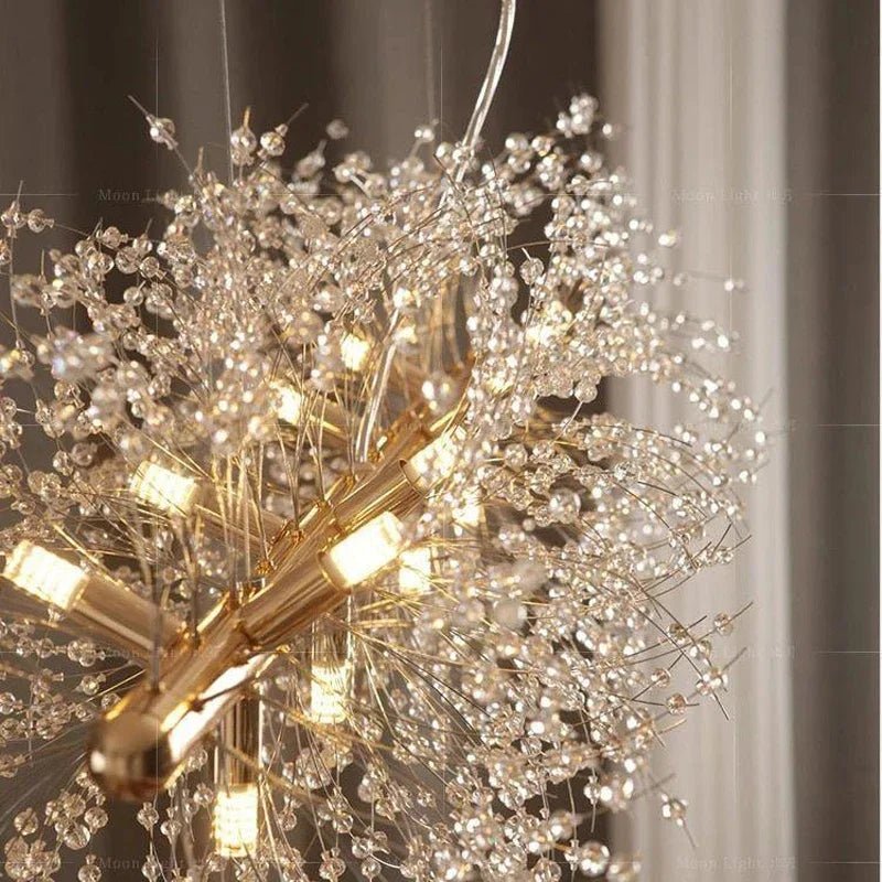 Nordic Alice Dandelion Crystal Chandelier – A Dimensional Masterpiece - Lumos GlowsLighting Neutral Light 4000K Chrome -72cm