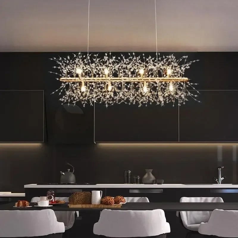 Nordic Alice Dandelion Crystal Chandelier – A Dimensional Masterpiece - Lumos GlowsLighting Neutral Light 4000K Chrome -72cm