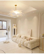 Nordic Ostrich Feather Pendant Lamp – Elegant & Ethereal Glow - Lumos Glows Warm light white  customized 100cm 34 feathers