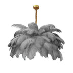 Nordic Ostrich Feather Pendant Lamp – Elegant & Ethereal Glow - Lumos Glows Warm light white  customized 100cm 34 feathers