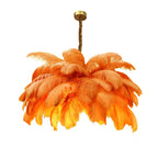 Nordic Ostrich Feather Pendant Lamp – Elegant & Ethereal Glow - Lumos Glows Neutral ligh orange Boom 100cm 34 feathers