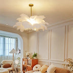Nordic Ostrich Feather Pendant Lamp – Elegant & Ethereal Glow - Lumos Glows Warm light white  customized 100cm 34 feathers