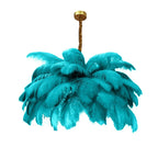 Nordic Ostrich Feather Pendant Lamp – Elegant & Ethereal Glow - Lumos Glows Warm light white  customized100cm 34 feathers