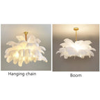 Nordic Ostrich Feather Pendant Lamp – Elegant & Ethereal Glow - Lumos Glows Warm light white  Boom 100cm 34 feathers