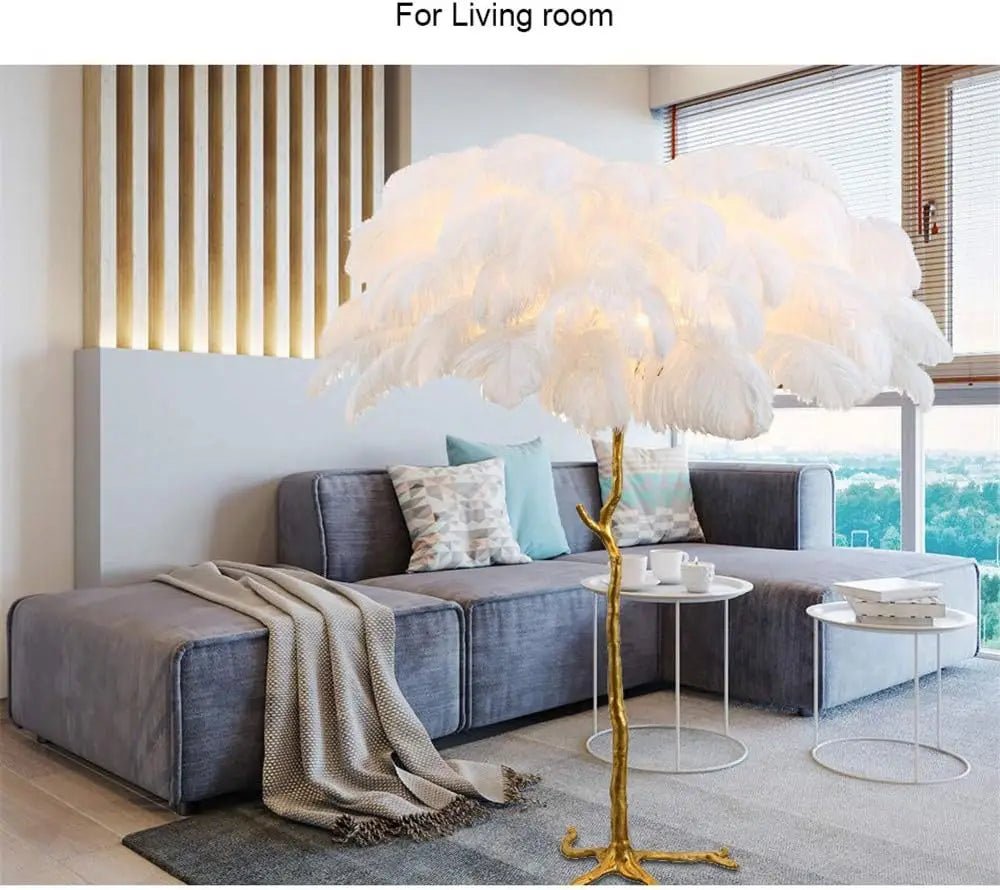 Ostrich Palmera Feather Lamp | Tropical Palm Tree Table & Floor Lamp - Lumos Glows Resin material;:350852White feather