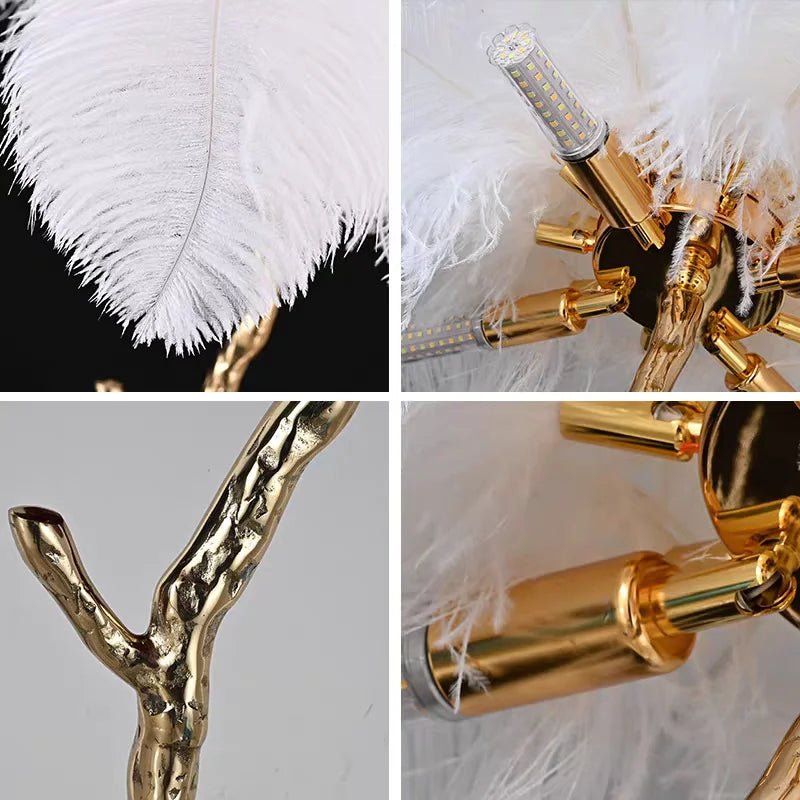 Ostrich Palmera Feather Lamp | Tropical Palm Tree Table & Floor Lamp - Lumos Glows Resin material White feather