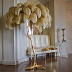 Ostrich Palmera Feather Lamp | Tropical Palm Tree Table & Floor Lamp - Lumos Glows  material White feather