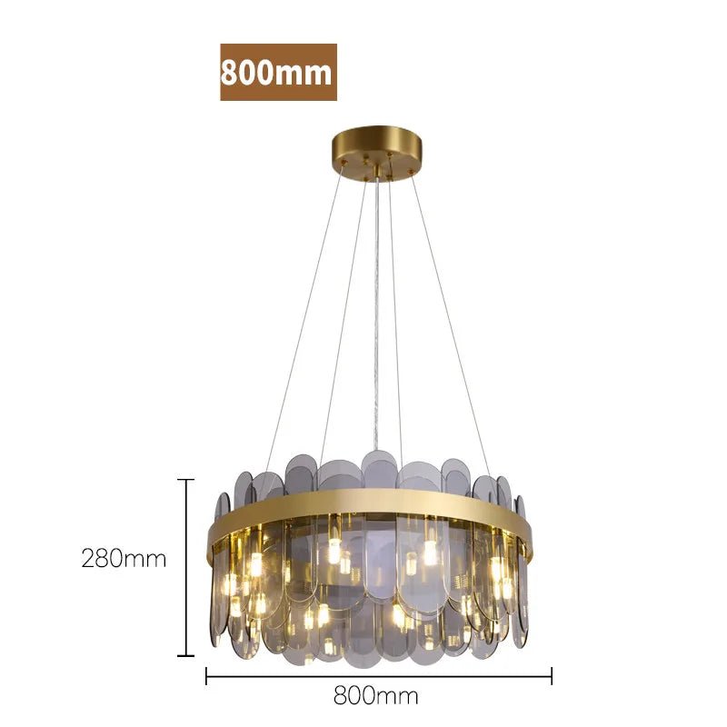 Patina Gold & Rounded Glass Ring Chandelier - Lumos Glows200000531:365458D80cm 15 light