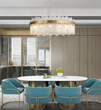 Patina Gold & Rounded Glass Ring Chandelier - Lumos Glows200000531:175D40cm 7 light