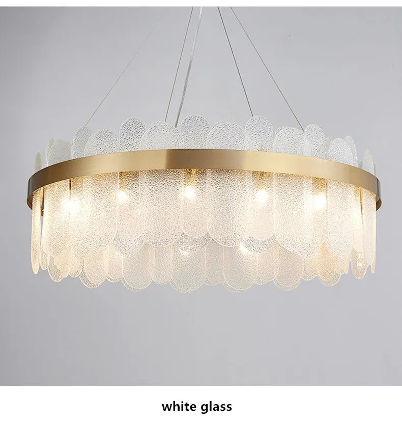 Patina Gold & Rounded Glass Ring Chandelier - Lumos Glows200000531:175D40cm 7 light