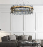 Patina Gold & Rounded Glass Ring Chandelier - Lumos Glows200000531:175D40cm 7 light