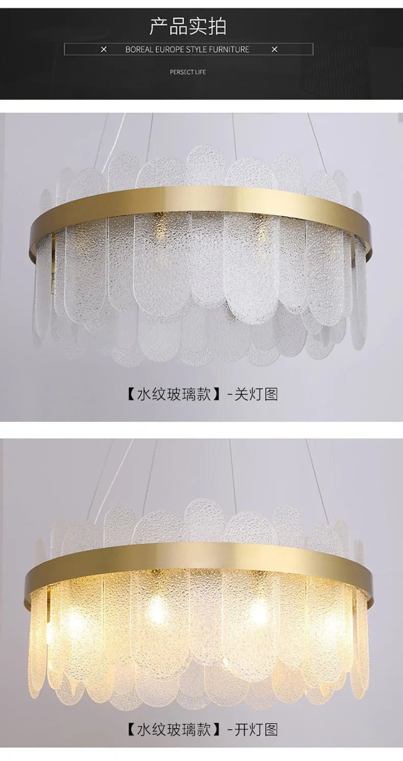 Patina Gold & Rounded Glass Ring Chandelier - Lumos Glows200000531:175D40cm 7 light