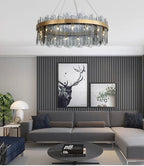 Patina Gold & Rounded Glass Ring Chandelier - Lumos Glows200000531:175D40cm 7 light