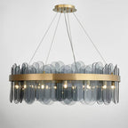 Patina Gold & Rounded Glass Ring Chandelier - Lumos Glows200000531:175D40cm 7 light