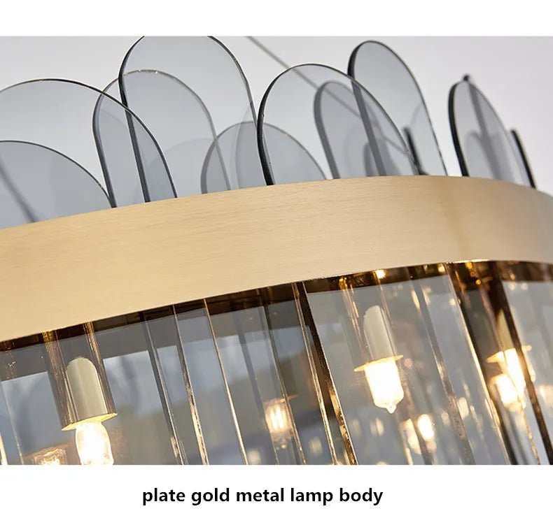 Patina Gold & Rounded Glass Ring Chandelier - Lumos Glows200000531:175D40cm 7 light
