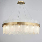 Patina Gold & Rounded Glass Ring Chandelier - Lumos Glows200000531:175D40cm 7 light