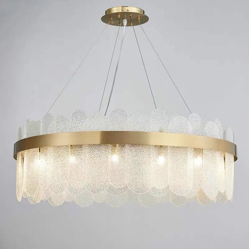 Patina Gold & Rounded Glass Ring Chandelier - Lumos Glows200000531:175D40cm 7 light