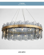 Patina Gold & Rounded Glass Ring Chandelier - Lumos Glows200000531:175D40cm 7 light