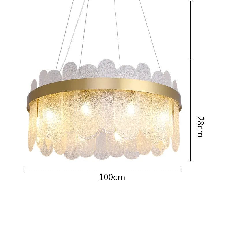 Patina Gold & Rounded Glass Ring Chandelier - Lumos Glows200000531:366A-D100cm 20 light