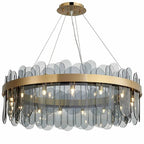 Patina Gold & Rounded Glass Ring Chandelier - Lumos Glows200000531:175D40cm 7 light
