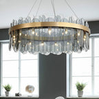 Patina Gold & Rounded Glass Ring Chandelier - Lumos Glows200000531:175D40cm 7 light