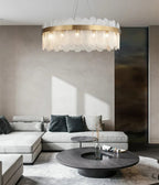 Patina Gold & Rounded Glass Ring Chandelier - Lumos Glows200000531:175D40cm 7 light