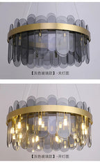 Patina Gold & Rounded Glass Ring Chandelier - Lumos Glows200000531:175D40cm 7 light