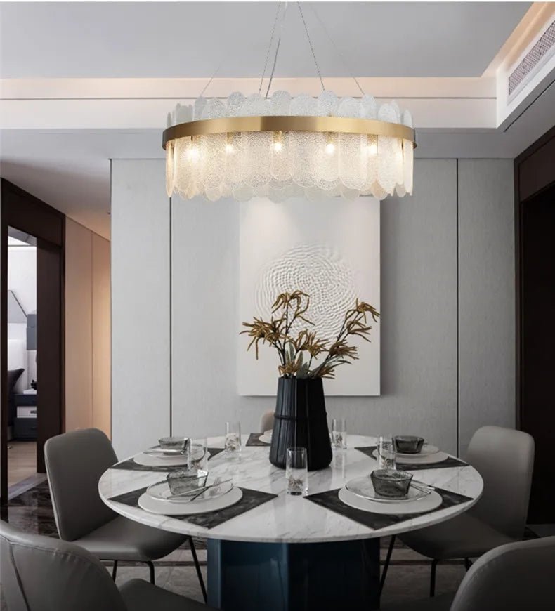 Patina Gold & Rounded Glass Ring Chandelier - Lumos Glows200000531:175D40cm 7 light