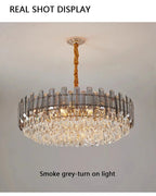 Ruby Three Tier Rounded Crystal Wrapped Chandelier - Lumos Glows136:2000025723 color changeable;200000795:691Smoke grey D80cm