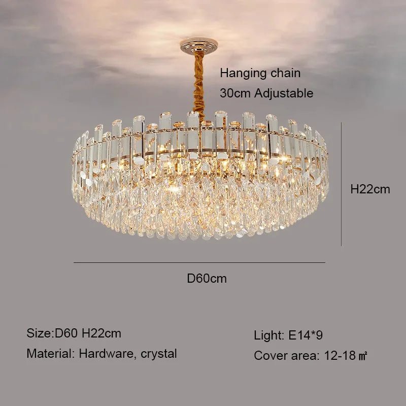 Ruby Three Tier Rounded Crystal Wrapped Chandelier - Lumos Glows136:200003938Warm light;200000795:350850Clear color D60cm
