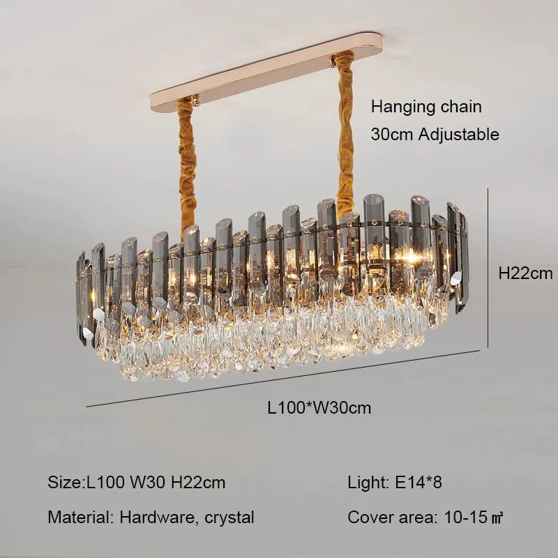 Ruby Three Tier Rounded Crystal Wrapped Chandelier - Lumos Glows136:2000025723 color changeable;200000795:366Smoke grey L100cm