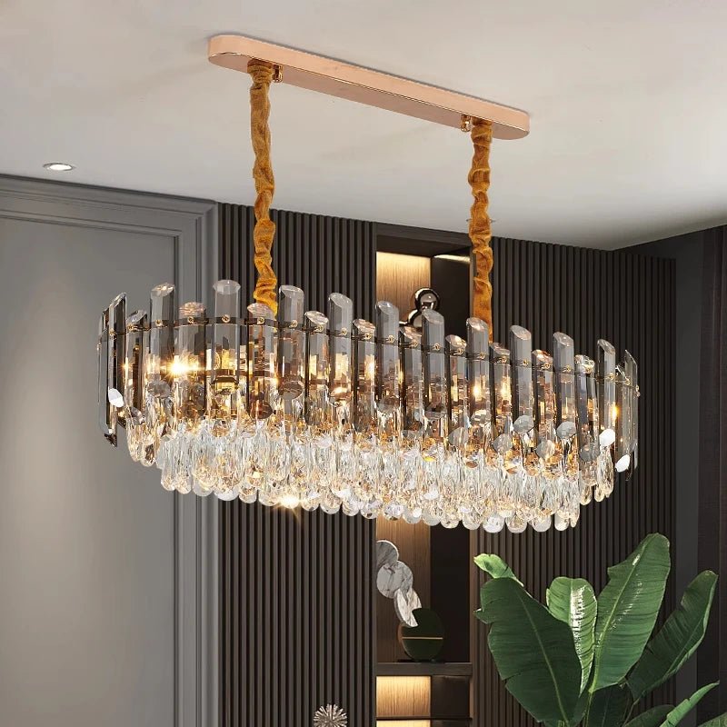 Ruby Three Tier Rounded Crystal Wrapped Chandelier - Lumos Glows136:2000025723 color changeable;200000795:691Smoke grey D80cm
