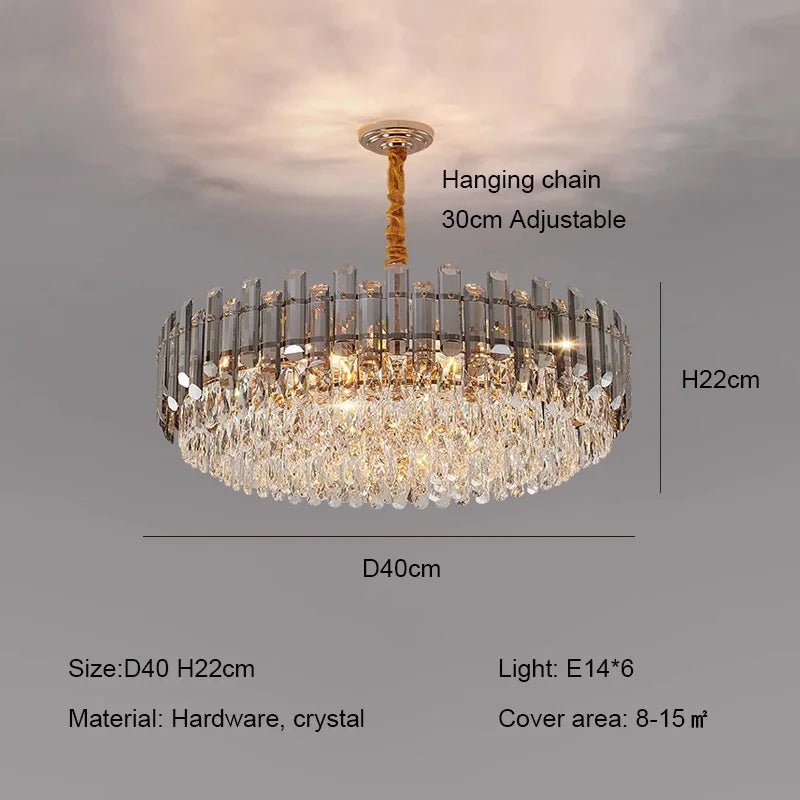 Ruby Three Tier Rounded Crystal Wrapped Chandelier - Lumos Glows136:2000025723 color changeable;200000795:175Smoke grey D40cm