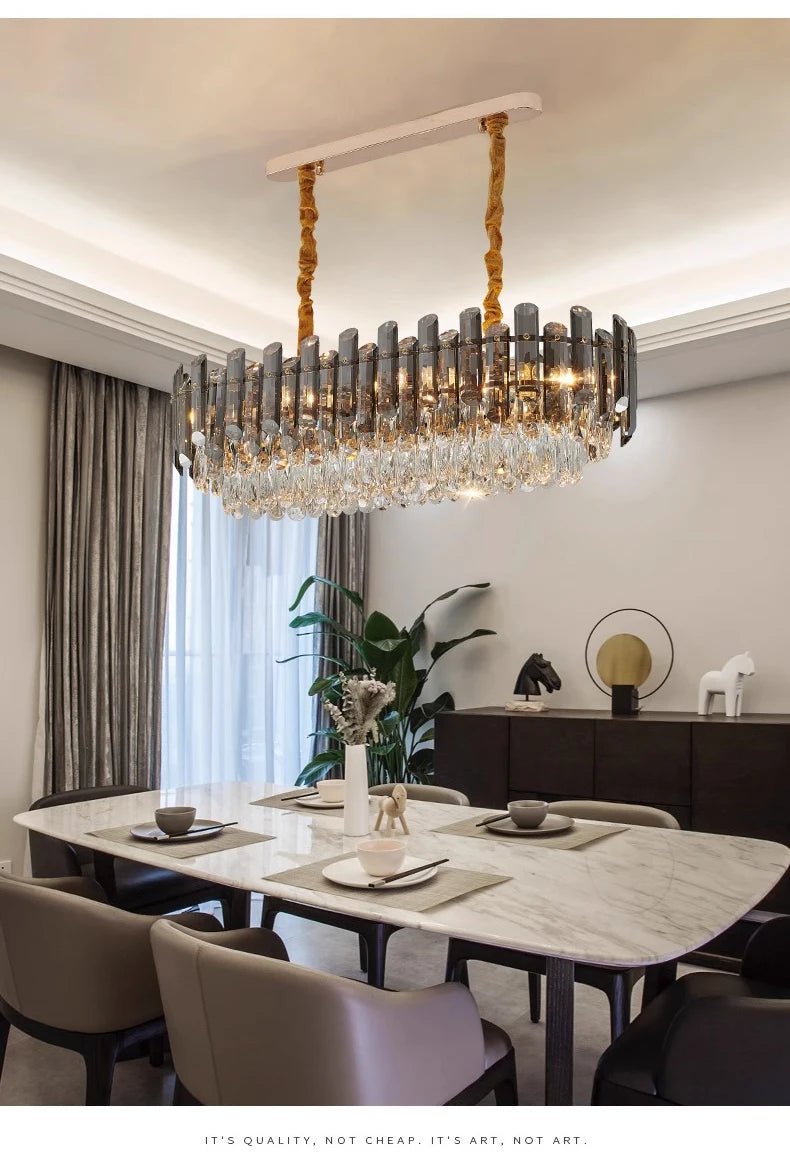 Ruby Three Tier Rounded Crystal Wrapped Chandelier - Lumos Glows136:2000025723 color changeable;200000795:691Smoke grey D80cm