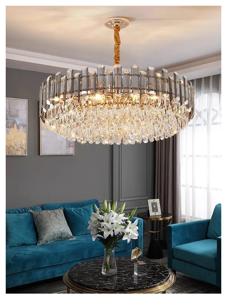 Ruby Three Tier Rounded Crystal Wrapped Chandelier - Lumos Glows136:2000025723 color changeable;200000795:691Smoke grey D80cm