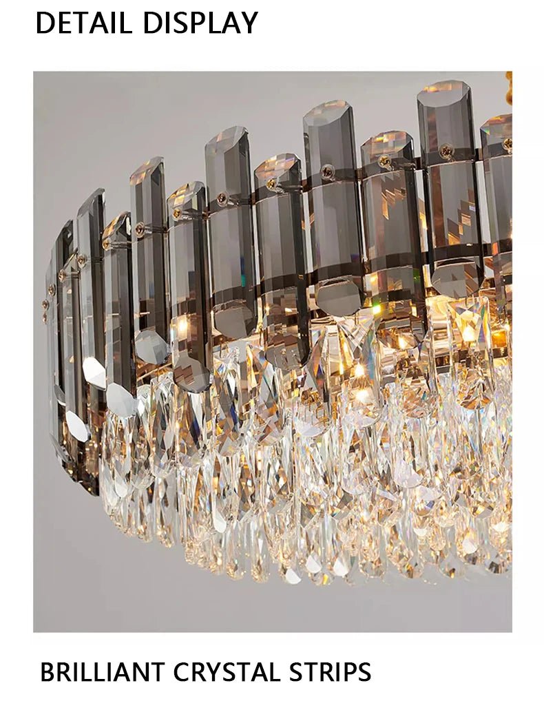 Ruby Three Tier Rounded Crystal Wrapped Chandelier - Lumos Glows136:2000025723 color changeable;200000795:691Smoke grey D80cm