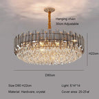 Ruby Three Tier Rounded Crystal Wrapped Chandelier - Lumos Glows136:2000025723 color changeable;200000795:691Smoke grey D80cm