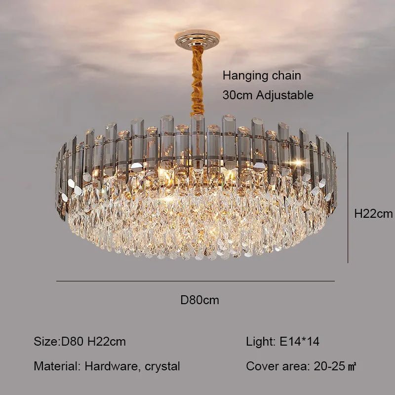 Ruby Three Tier Rounded Crystal Wrapped Chandelier - Lumos Glows136:2000025723 color changeable;200000795:691Smoke grey D80cm