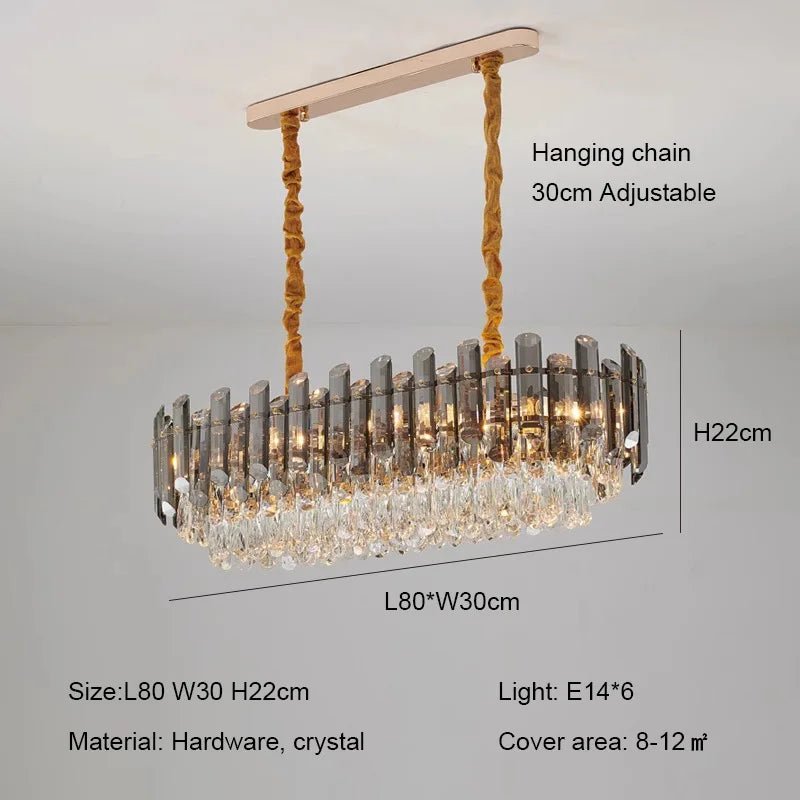 Ruby Three Tier Rounded Crystal Wrapped Chandelier - Lumos Glows136:200003938Warm light;200000795:173Smoke grey L80cm