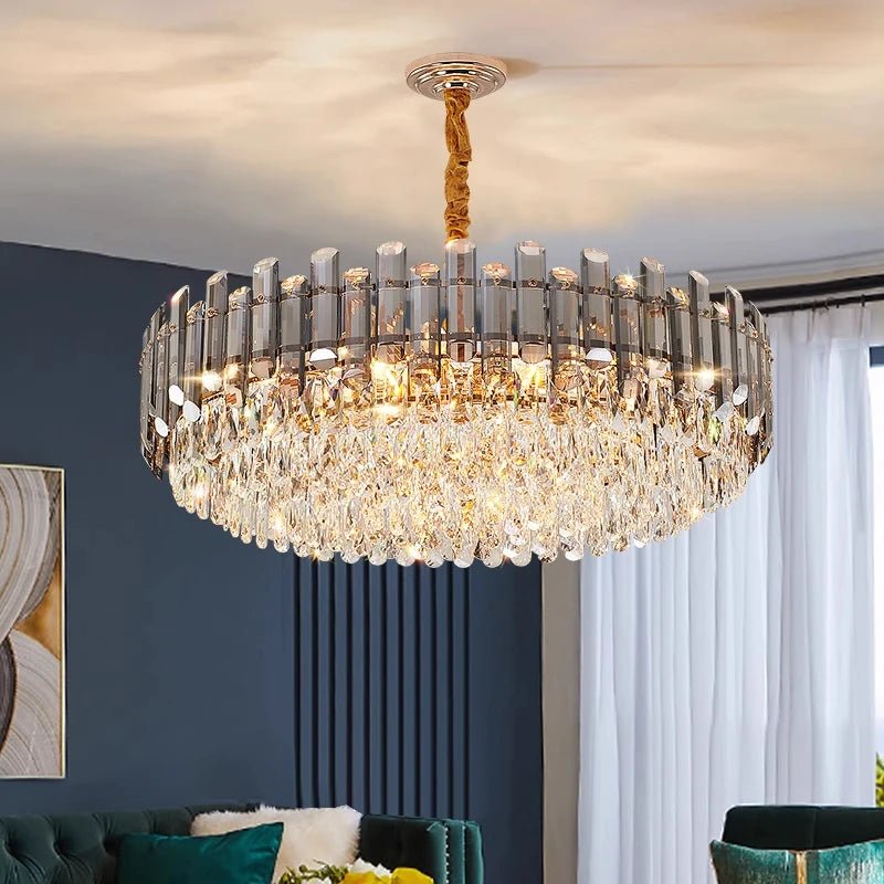 Ruby Three Tier Rounded Crystal Wrapped Chandelier - Lumos Glows136:2000025723 color changeable;200000795:691Smoke grey D80cm