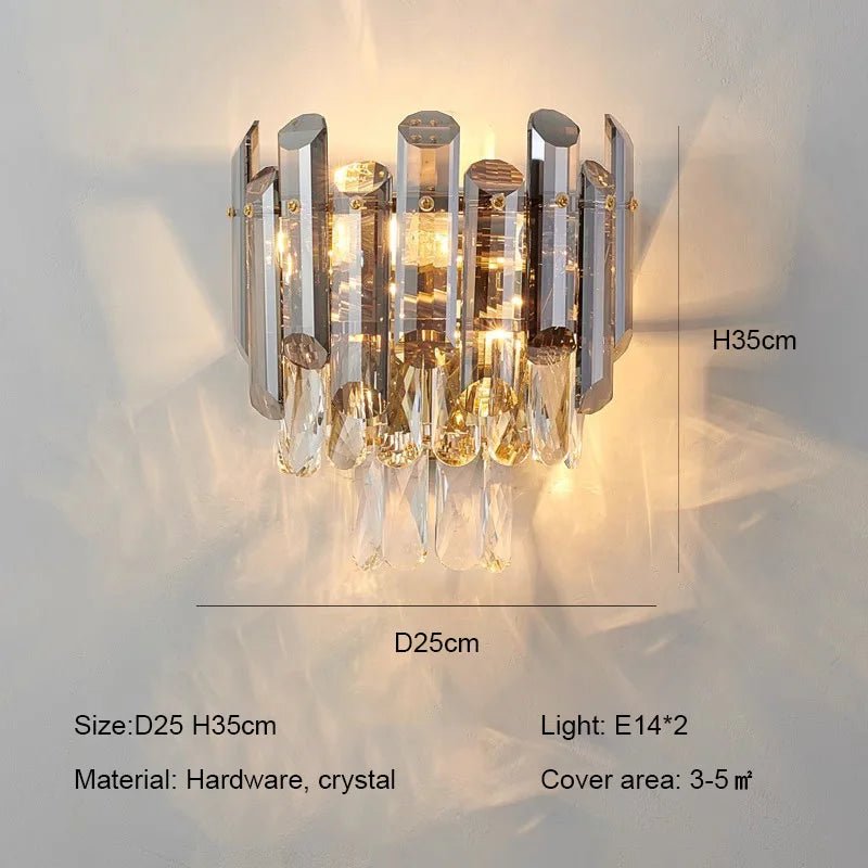 Ruby Three Tier Rounded Crystal Wrapped Chandelier - Lumos Glows136:2000025723 color changeable;200000795:193Smoke grey D25cm