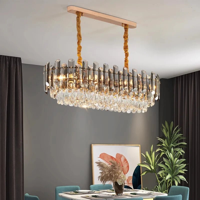 Ruby Three Tier Rounded Crystal Wrapped Chandelier - Lumos Glows136:2000025723 color changeable;200000795:691Smoke grey D80cm