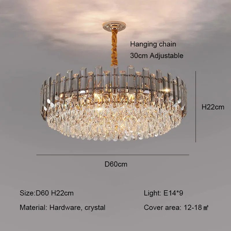 Ruby Three Tier Rounded Crystal Wrapped Chandelier - Lumos Glows136:2000025723 color changeable;200000795:10Smoke grey D60cm