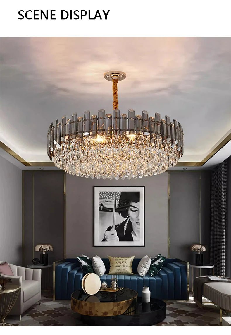 Ruby Three Tier Rounded Crystal Wrapped Chandelier - Lumos Glows136:2000025723 color changeable;200000795:691Smoke grey D80cm