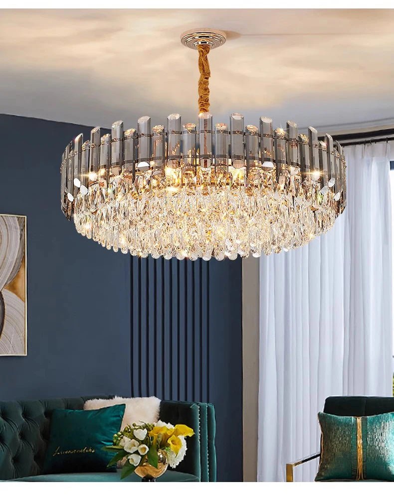 Ruby Three Tier Rounded Crystal Wrapped Chandelier - Lumos Glows136:2000025723 color changeable;200000795:691Smoke grey D80cm