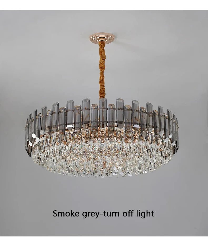 Ruby Three Tier Rounded Crystal Wrapped Chandelier - Lumos Glows136:2000025723 color changeable;200000795:691Smoke grey D80cm