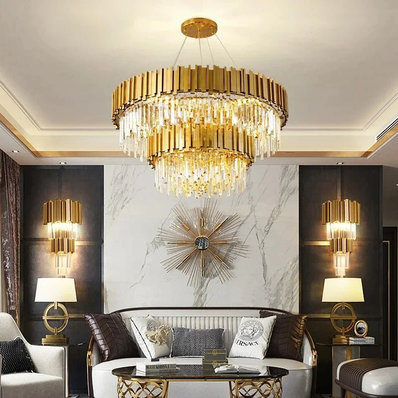 Rylee Gold Edged Crystal And Copper Ring Chandelier - Lumos Glows136:200003939Neutral light;200000795:367Ceiling 30CM