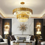 Rylee Gold Edged Crystal And Copper Ring Chandelier - Lumos Glows136:200003939Neutral light;200000795:367Ceiling 30CM